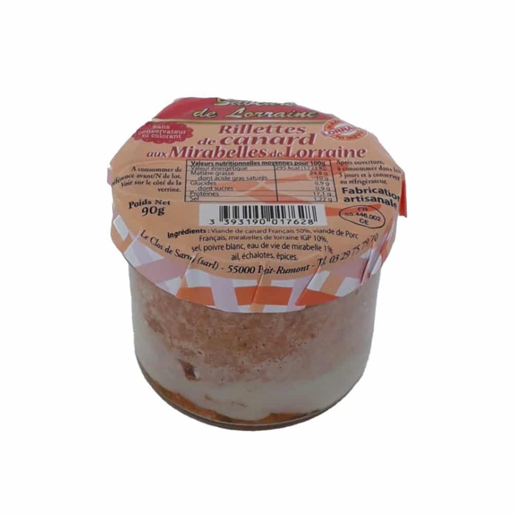 Rillettes de canard à la mirabelle de, Lorraine verrine de 90 g